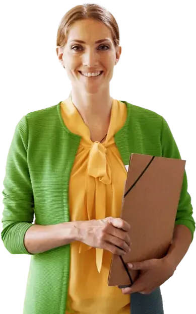 Teacher holding a portfolio